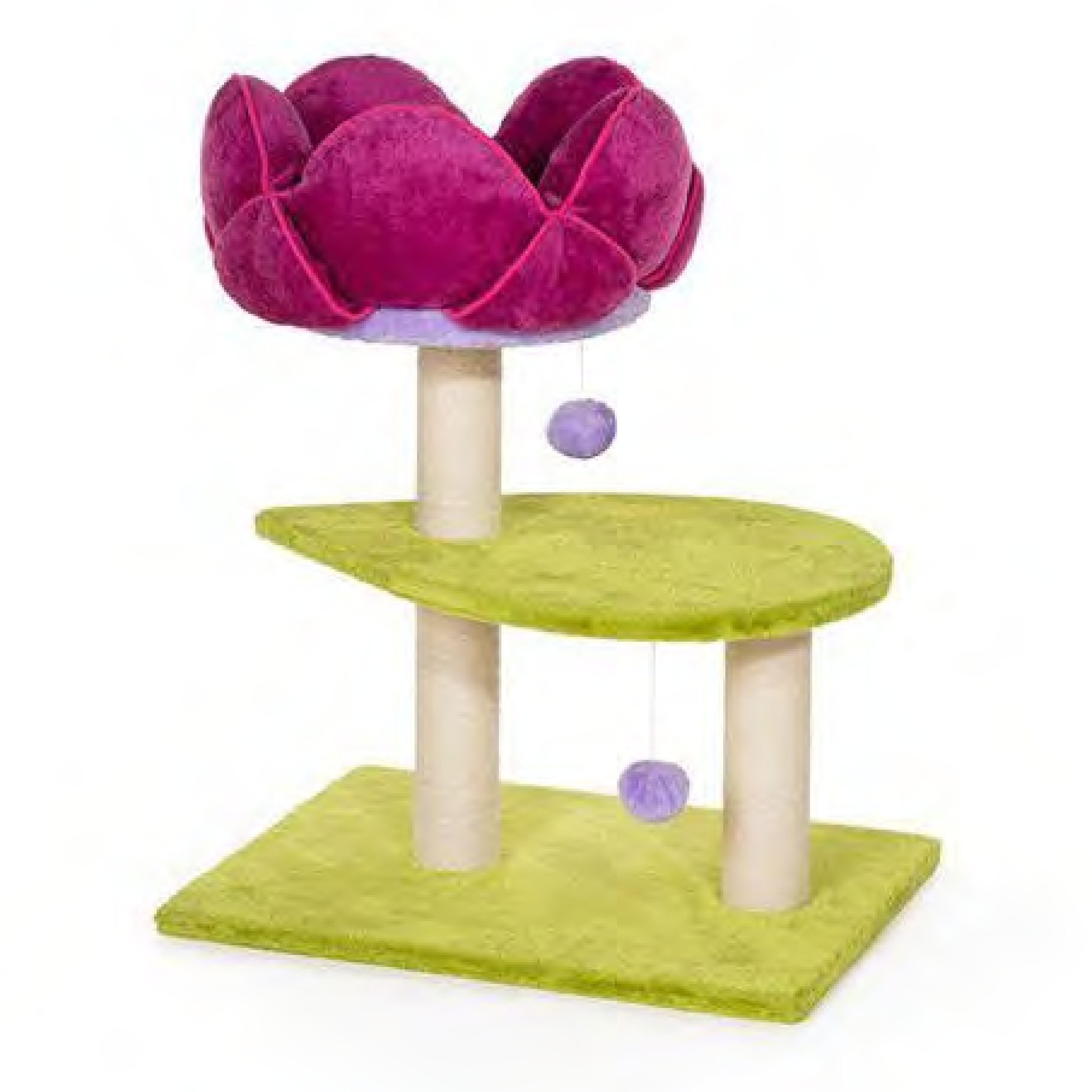 شجرة خدش دورين مع سرير قطط ارتفاع 124 سم